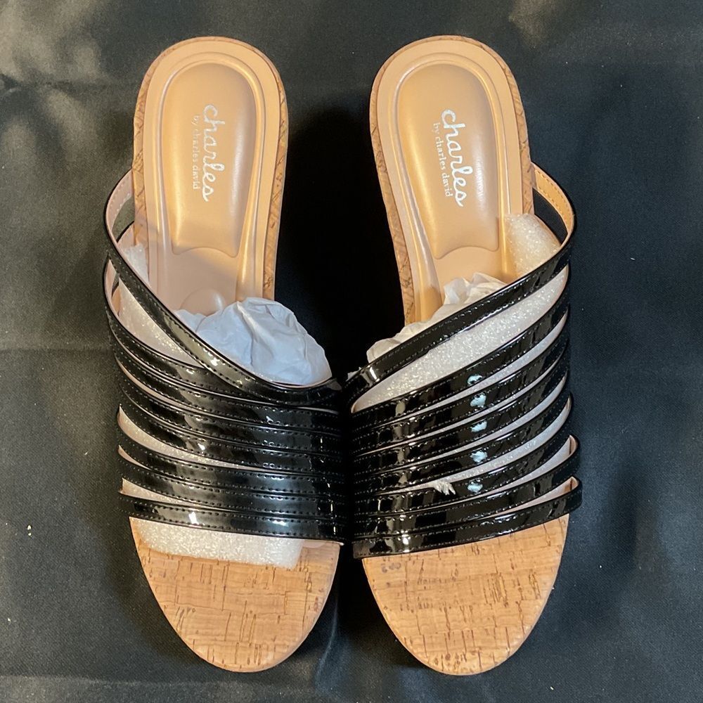 Charles David Black Strappy Sandals
